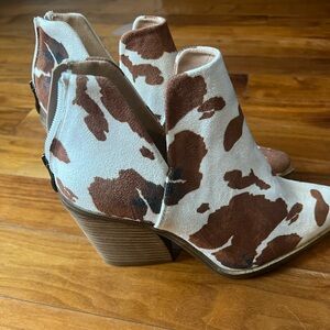 Cowhide Print Booties